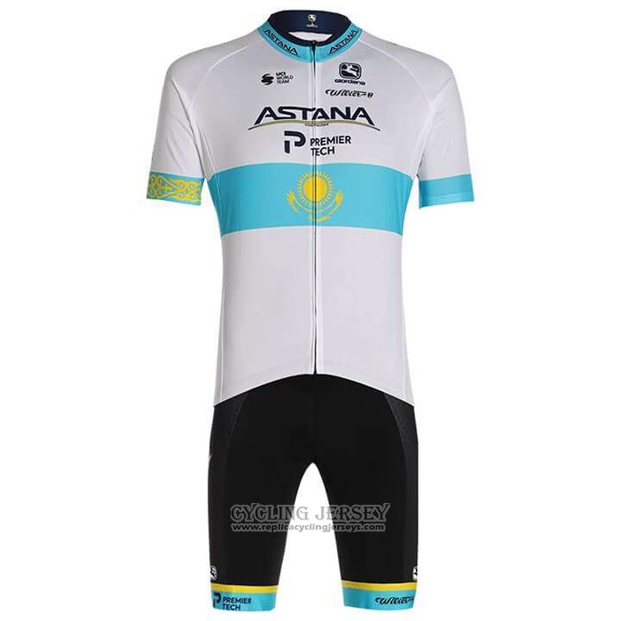 2020 Cycling Jersey Astana Champion Kazako Short Sleeve And Bib Short